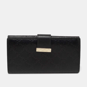 Gucci Black GG Guccissima Leather Flap Continental Wallet