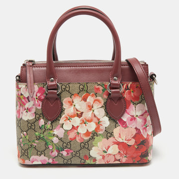 Gucci Old Rose GG Supreme Canvas and Leather Mini Blooms Zip Top Tote