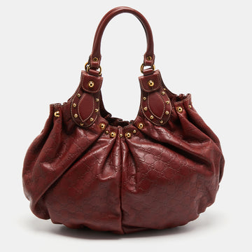 Gucci Brown  Guccissima Studded Pelham Bag