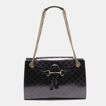 Gucci Metallic Purple Guccissima Leather Emily Chain Shoulder Bag