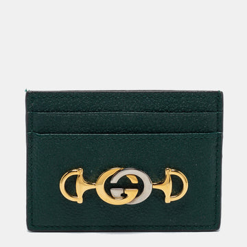Gucci Dark Green Leather Zumi Card Holder
