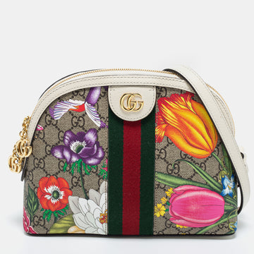 Gucci Multicolor GG Supreme Canvas and Leather Small Ophidia Flora Dome Bag