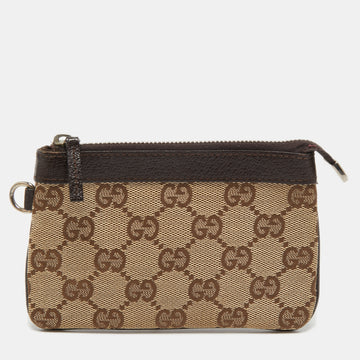 Gucci Beige/Brown GG Canvas and Leather Zip Purse