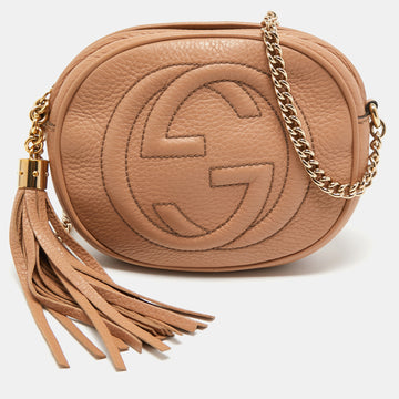 Gucci Beige Leather Mini Soho Round Chain Bag