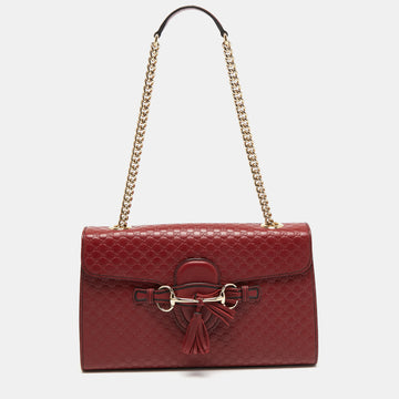 Gucci Red Microguccissima Leather Medium Emily Shoulder Bag