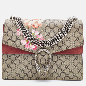 Gucci Multicolor GG Supreme Canvas and Suede Blooms Medium Dionysus Shoulder Bag
