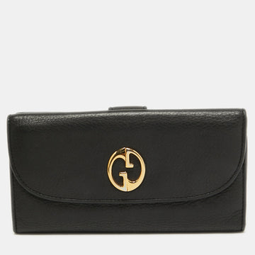 Gucci Black Leather 1973 Flap Continental Wallet