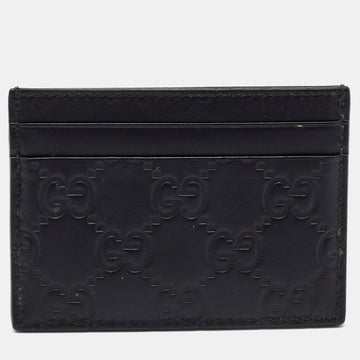 GUCCI Black ssima Leather Card Holder