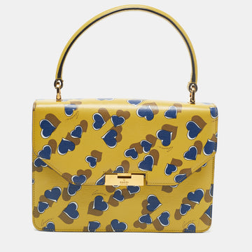 Gucci Yellow/Blue Leather Shanghai Heartbeat Top Handle Bag
