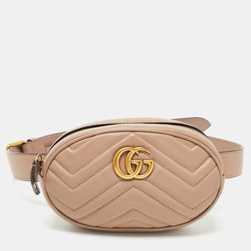 Gucci Beige Matelasse Leather Mini GG Marmont Belt Bag