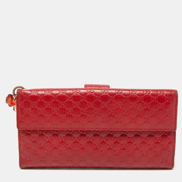 GUCCI Red ssima Leather Flap Continental Wallet