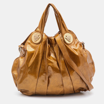 GUCCI Gold Patent Leather Large Hysteria Hobo
