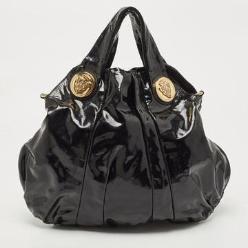 GUCCI Black Patent Leather Large Hysteria Hobo
