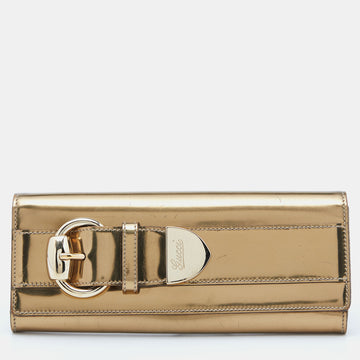 GUCCI Gold Patent Leather Romy Clutch