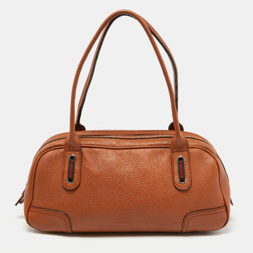 GUCCI Brown Leather Princy Boston Bag