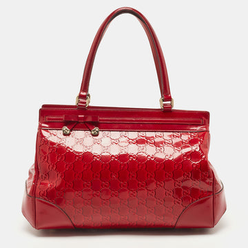 GUCCI Red ssima Patent Leather Mayfair Bow Tote