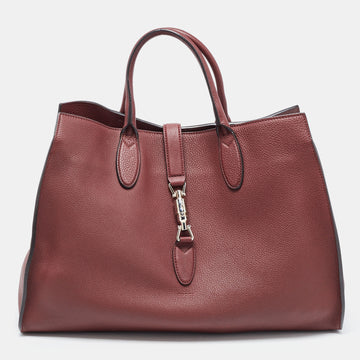 GUCCI Burgundy Leather Jackie Tote