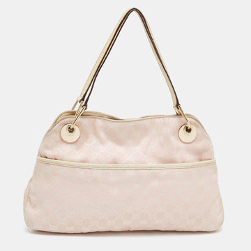 GUCCI Pink/White GG Fabric and Leather Eclipse Shoulder Bag