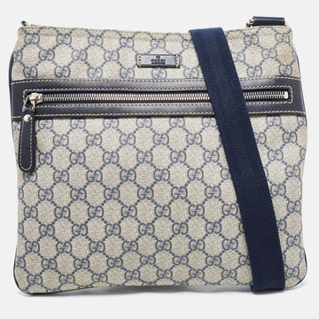 GUCCI Grey/Blue GG Supreme Canvas and Leather Crossbody Bag