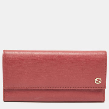 GUCCI Pink Leather Interlocking G Continental Wallet