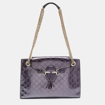 GUCCI Purple ssima Patent Leather Large Emily Chain Shoulder Bag