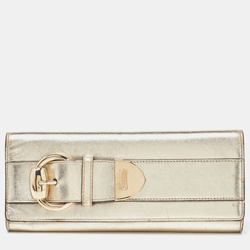 GUCCI Gold Leather Romy Clutch