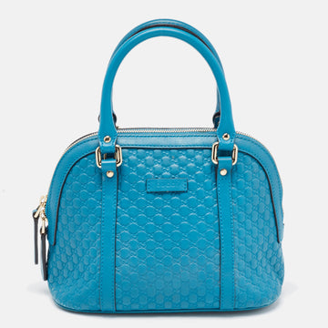 GUCCI Blue Microssima Leather Mini Nice Dome Bag
