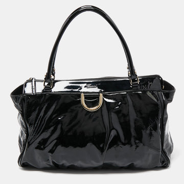 GUCCI Black Patent Leather D Ring Tote