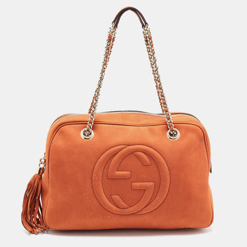 GUCCI Brown Leather Large Soho Shoulder Bag