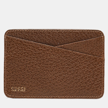 GUCCI Brown GG Canvas and Leather Card Holder