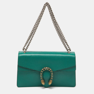 GUCCI Green Leather Small Dionysus Crystals Shoulder Bag