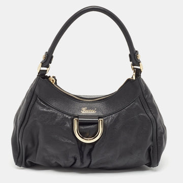 GUCCI Black Leather Abbey D-Ring Shoulder Bag