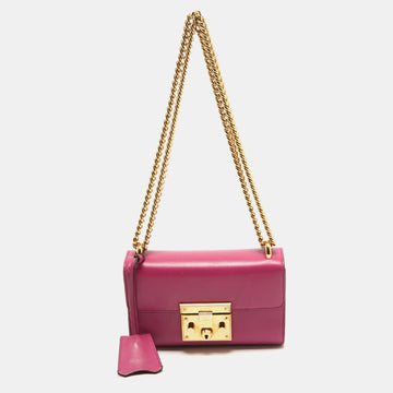 GUCCI Pink Leather Small Padlock Shoulder Bag