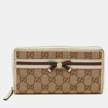 GUCCI Beige/Cream GG Canvas and Leather Princy Zip Around Wallet