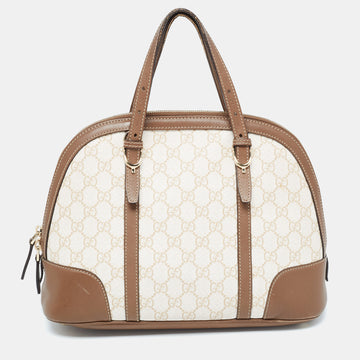 GUCCI Brown/Beige GG Supreme Canvas and Leather Nice Dome Satchel