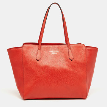 GUCCI Red Leather Medium Swing Tote