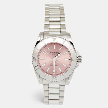 Gucci Pink Stainless Steel Dive YA136401 Women's Wristwatch 32 mm