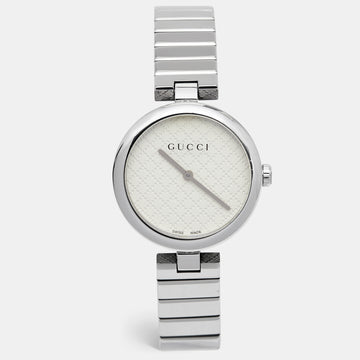 GUCCI White Stainless Steel Diamantissima YA141402 Women's Wristwatch 32 mm