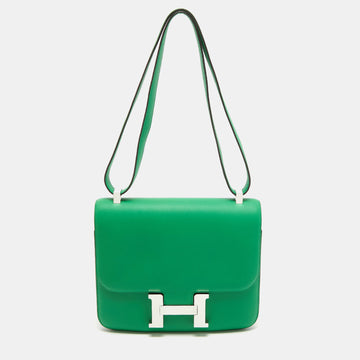 Hermes Bamboo Swift Leather Palladium Finished Constance 23 Bag