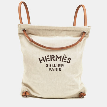 Hermes Light Beige/Gold Canvas and Swift Leather Aline Grooming Bag