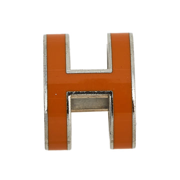 Hermes Pop H Palladium Plated Orange Lacquer Pendant