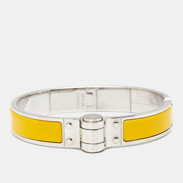 Hermès Charniere Uni Yellow Enamel Gold Plated Hinged Bracelet