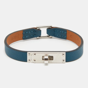 Hermès Teal Blue Palladium Plated Micro Kelly Bracelet Size S