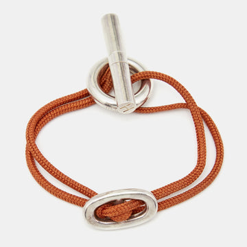 Hermès Skipper Sterling Silver Orange Cord Toggle Bracelet