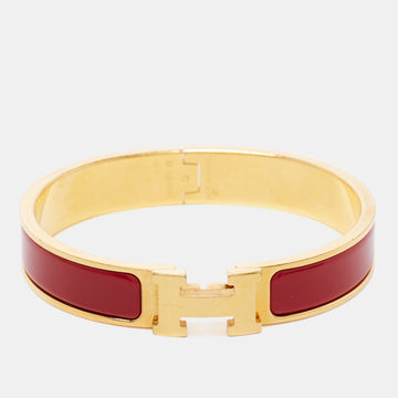 Hermès Clic H Enamel Rose Gold Plated Narrow Bracelet