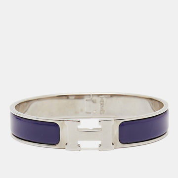 Hermes Clic H Purple Enamel Palladium Plated Bracelet