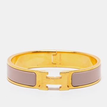 Hermès Clic H Enamel Gold Plated Narrow Bracelet