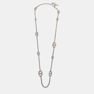 Hermès Sterling Silver Farandole Long Toggle Necklace