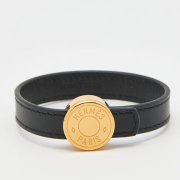 Hermès Black Leather Interchangeable Looping Wrap Bracelet
