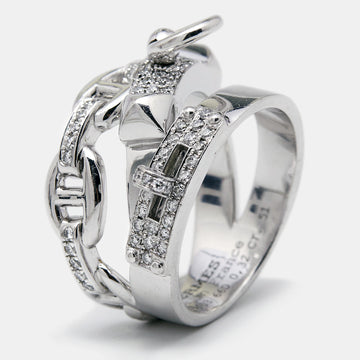 Hermes Alchimie Hermes Diamonds 18k White Gold Large Model Charm Ring Size 51